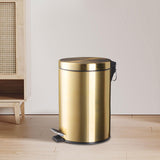 Maxbell Trash Can Container Close Lid Foot Pedal Bin for Living Room Toilet Entryway 12L 39.5x25cm Gold