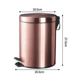 Maxbell Trash Can Container Close Lid Foot Pedal Bin for Living Room Toilet Entryway 5L 27.5x20.5cm Pink
