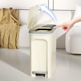 Maxbell Slim Trash Can Rectangular Rubbish Container for Bedroom Kitchen Home Office White