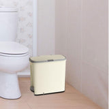 Maxbell Slim Trash Can Rectangular Rubbish Container for Bedroom Kitchen Home Office Cream