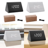 Maxbell Digital Alarm Clock Wood Triangle Alarm Clock for Bedside Living Room Office Black