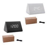 Maxbell Digital Alarm Clock Wood Triangle Alarm Clock for Bedside Living Room Office Black
