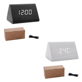 Maxbell Digital Alarm Clock Wood Triangle Alarm Clock for Bedside Living Room Office Black