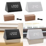 Maxbell Digital Alarm Clock Wood Triangle Alarm Clock for Bedside Living Room Office Black