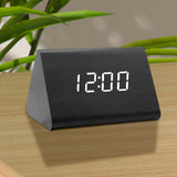 Maxbell Digital Alarm Clock Wood Triangle Alarm Clock for Bedside Living Room Office Black