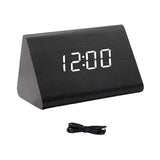 Maxbell Digital Alarm Clock Wood Triangle Alarm Clock for Bedside Living Room Office Black
