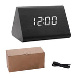 Maxbell Digital Alarm Clock Wood Triangle Alarm Clock for Bedside Living Room Office Black