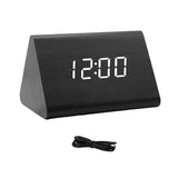 Maxbell Digital Alarm Clock Wood Triangle Alarm Clock for Bedside Living Room Office Black