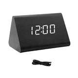 Maxbell Digital Alarm Clock Wood Triangle Alarm Clock for Bedside Living Room Office Black