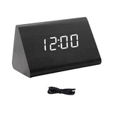 Maxbell Digital Alarm Clock Wood Triangle Alarm Clock for Bedside Living Room Office Black
