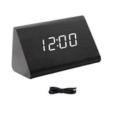 Maxbell Digital Alarm Clock Wood Triangle Alarm Clock for Bedside Living Room Office Black