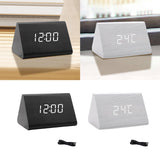 Maxbell Digital Alarm Clock Wood Triangle Alarm Clock for Bedside Living Room Office Black