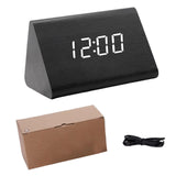 Maxbell Digital Alarm Clock Wood Triangle Alarm Clock for Bedside Living Room Office Black