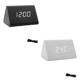Maxbell Digital Alarm Clock Wood Triangle Alarm Clock for Bedside Living Room Office Black