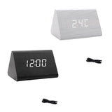 Maxbell Digital Alarm Clock Wood Triangle Alarm Clock for Bedside Living Room Office Black