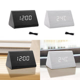 Maxbell Digital Alarm Clock Wood Triangle Alarm Clock for Bedside Living Room Office Black