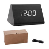 Maxbell Digital Alarm Clock Wood Triangle Alarm Clock for Bedside Living Room Office Black