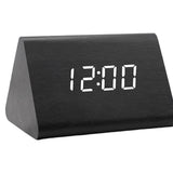 Maxbell Digital Alarm Clock Wood Triangle Alarm Clock for Bedside Living Room Office Black