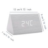 Maxbell Digital Alarm Clock Wood Triangle Alarm Clock for Bedside Living Room Office White