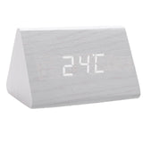 Maxbell Digital Alarm Clock Wood Triangle Alarm Clock for Bedside Living Room Office White