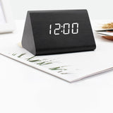 Maxbell Digital Alarm Clock Wood Triangle Alarm Clock for Bedside Living Room Office White