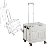 Maxbell Folding Shopping Cart with Lid Portable Hand Truck for School Camping Garden Gray