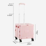 Maxbell Folding Shopping Cart with Lid Portable Hand Truck for School Camping Garden Pink