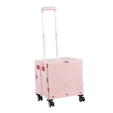 Maxbell Folding Shopping Cart with Lid Portable Hand Truck for School Camping Garden Pink