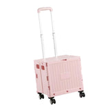 Maxbell Folding Shopping Cart with Lid Portable Hand Truck for School Camping Garden Pink