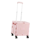 Maxbell Folding Shopping Cart with Lid Portable Hand Truck for School Camping Garden Pink