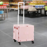 Maxbell Folding Shopping Cart with Lid Portable Hand Truck for School Camping Garden Pink