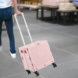 Maxbell Folding Shopping Cart with Lid Portable Hand Truck for School Camping Garden Pink
