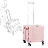 Maxbell Folding Shopping Cart with Lid Portable Hand Truck for School Camping Garden Pink