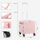 Maxbell Folding Shopping Cart with Lid Portable Hand Truck for School Camping Garden Pink