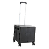 Maxbell Folding Shopping Cart with Lid Portable Hand Truck for School Camping Garden Black