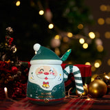 Maxbell Christmas Ceramic Mug Tea Cup Festival with Handle Breakfast Mug Novelty Mug Green