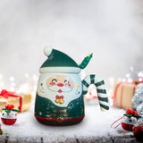 Maxbell Christmas Ceramic Mug Tea Cup Festival with Handle Breakfast Mug Novelty Mug Green