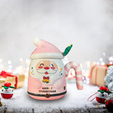 Maxbell Christmas Ceramic Mug Tea Cup Festival with Handle Breakfast Mug Novelty Mug Pink