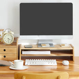 Maxbell Monitor Stand Riser Computer Display Stand Wooden Laptop Riser Office Supplies Double Layer