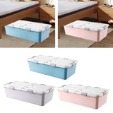 Maxbell Under Bed Storage Box Lidded Storage Bin for Under The Sofa Living Room Shoe Blue