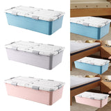 Maxbell Under Bed Storage Box Lidded Storage Bin for Under The Sofa Living Room Shoe Blue