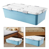 Maxbell Under Bed Storage Box Lidded Storage Bin for Under The Sofa Living Room Shoe Blue