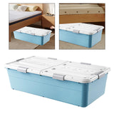 Maxbell Under Bed Storage Box Lidded Storage Bin for Under The Sofa Living Room Shoe Blue