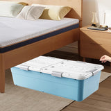 Maxbell Under Bed Storage Box Lidded Storage Bin for Under The Sofa Living Room Shoe Blue