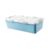 Maxbell Under Bed Storage Box Lidded Storage Bin for Under The Sofa Living Room Shoe Blue