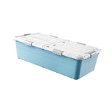 Maxbell Under Bed Storage Box Lidded Storage Bin for Under The Sofa Living Room Shoe Blue