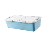 Maxbell Under Bed Storage Box Lidded Storage Bin for Under The Sofa Living Room Shoe Blue