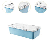 Maxbell Under Bed Storage Box Lidded Storage Bin for Under The Sofa Living Room Shoe Blue