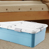 Maxbell Under Bed Storage Box Lidded Storage Bin for Under The Sofa Living Room Shoe Blue