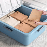 Maxbell Under Bed Storage Box Lidded Storage Bin for Under The Sofa Living Room Shoe Blue